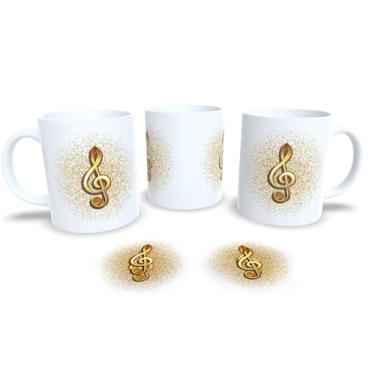 Imagem de Canecas de Porcelana Branca Personalizadas Instrumentos Musicais (nota musical)