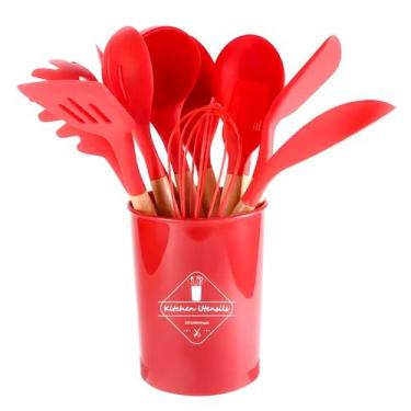Imagem de Jogo 12 Talheres Colheres De Silicone Espatula De Silicone Utensilios 