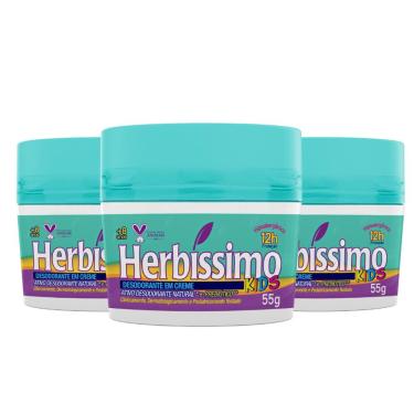 Imagem de Kit Desodorante Creme Herbíssimo Kids 55g - 3 unidades