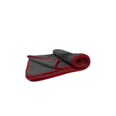 Imagem de Toalha Microfibra Cinza 40X60 600 GSM Borda Vermelha - JS