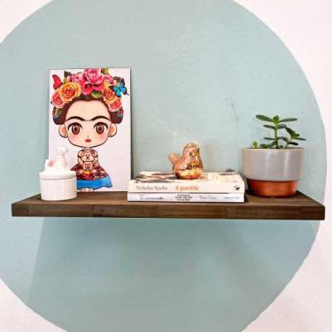 Imagem de Prateleira de Parede de Ferro e Madeira Industrial Suspensa 60cm Tabac