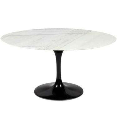 Imagem de Mesa de Jantar Saarinen Oval 120x80 cm Mármore Branco Extra Base Preta