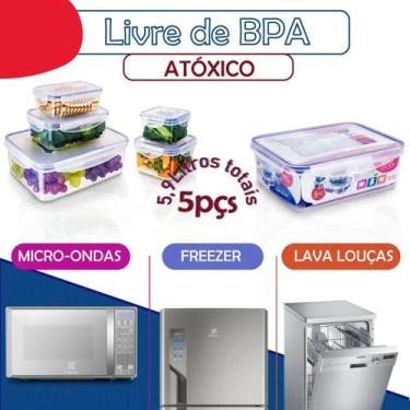 Imagem de Conjunto de Potes Herméticos 5 Peças Retangular Euro Home Azul PLA3604