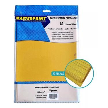 Imagem de Papel Perolizado A4 180g P/ Artesanato 20 Folhas Masterprint Cor Doura