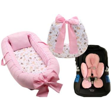 Imagem de Almofada Amamentação + Ninho Redutor Fox+ Redutor Bebê Conforto Rosa -