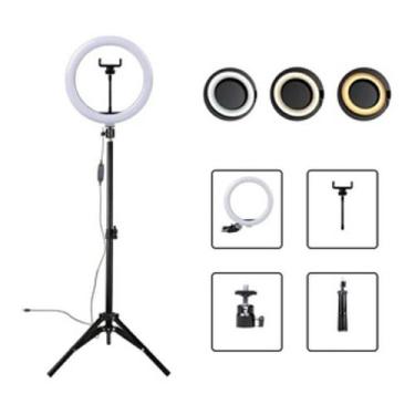 Imagem de Kit 2 Ring Light Iluminador Led 10 Polegada 26cm + Tripé 1,10m Profiss