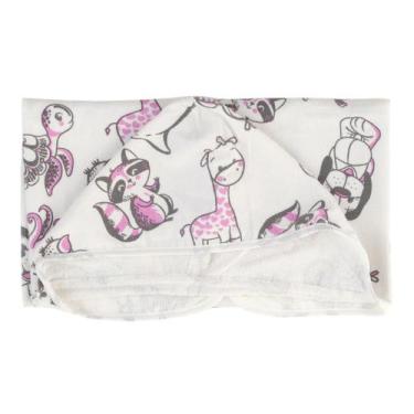 Imagem de Toalha de Banho Bebê com Capuz 100% Algodão Teka, Branco e Rosa