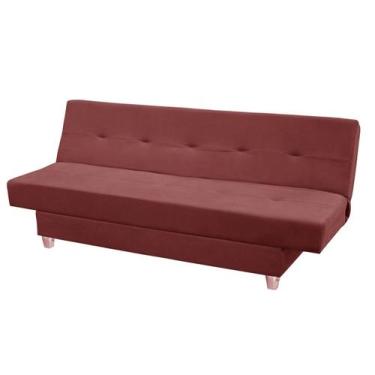 Imagem de Sofá Cama Reclináve Xangai Veludo Vinho - Meu Estofado