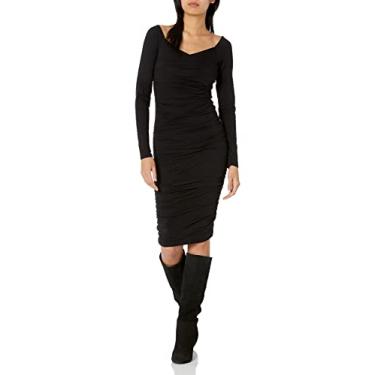 Imagem de Velvet by Graham & Spencer Vestido tomara que caia franzido Tori, Preto, G
