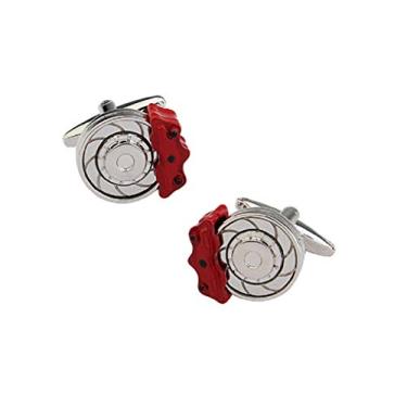 Imagem de MRCUFF Disco de freio e pinça de freio vermelha abotoaduras de corrida de carros esportivos em uma caixa de presente de apresentação e pano de polimento