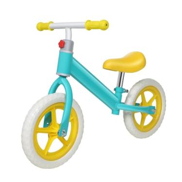 Imagem de Bicicleta de equilíbrio infantil de 28 cm para crianças com mais de 3 anos, alturas ajustáveis, pneus de aço carbono e PE, azul claro