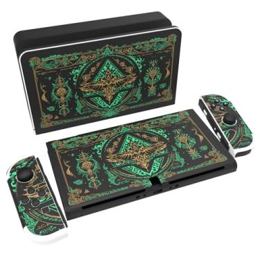 Imagem de PlayVital Conjunto completo de adesivos de proteção para Nintendo Switch OLED, capas de decalque de vinil personalizadas para console Switch OLED e Joycon e Dock & Grip - Totem of Kingdom