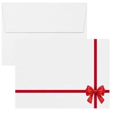 Imagem de Envelopes de convite LUXPaper A7 para cartões de 12,7 cm x 17,78 cm em 22,8 kg. Envelopes para convites com laço branco, vermelho, envelopes impressos com selo de descascar e pressionar, pacote com 50, tamanho do envelope 14 x 19 cm (branco)