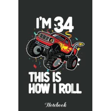 Imagem de Kids Monster Truck I'm 3 This is How I Roll 3th Birthday Notebook: Funny 100 Days Of School Gift Lined Notebook Confetti Writing Diary Planner Gift ... Children, Blank 110 Pages, 6x9 inches