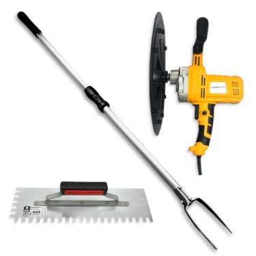 Imagem de Desempenadeira Elétrica MDE + Extensor Regulável Menegotti Com Desempenadeira 307/04 Galo Dentada Para Acabamento de Reboco Kit Profissional - (127, Volts)