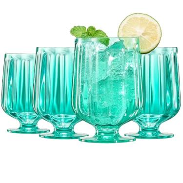 Imagem de Taças de vinho e coquetel de acrílico elegantes inquebráveis | Conjunto de 4 4 g | Estilo Europeu 100% Tritan inquebrável sem BPA Copos de plástico reutilizáveis, laváveis na máquina de lavar louça,