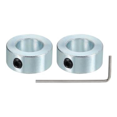 Imagem de PATIKIL Colar do eixo de 1,5 cm diâmetro externo 1,27 cm de espessura, pacote com 2 argolas de trem de pouso de aço carbono com parafuso de ajuste M6 e chave inglesa para indústria de
