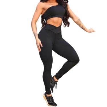 Imagem de Macacão Cropped Feminino Fitness Legging Empina Bumbum UV+50 - Estação