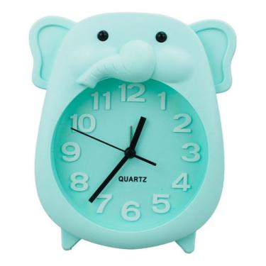 Imagem de Relógio Despertador Quarto Infantil Menino Elefante Verde - 18cm - MEF