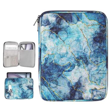 Imagem de Dadanism Bolsa para tablet de 12,9 polegadas para iPad Pro 32.8 cm M2 6ª/5ª/4ª/3ª geração 2022-2018, Samsung Galaxy Tab S9 FE+/S9+/S8+/S7 FE/S7+, Surface Pro 8/7/6/5/4/X, 12,3 polegadas, azul mármore