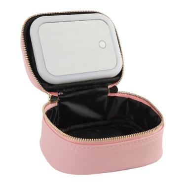 Imagem de Bolsa de Maquiagem Com Espelho LED, USB Recarregável Roseate Cosmetic Case para Maquiadores, 3 Temperatura de Cor Regulável LED Mirror Cosmetic Organizer para Viagens Domésticas