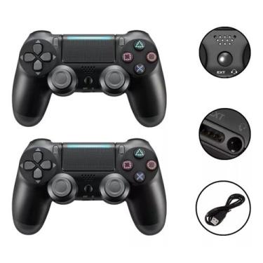 Imagem de Kit 2 Controles Compatível Com Ps 4 Manete Sem Fio Cor Preto Bluetooth