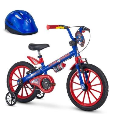 Imagem de Bicicleta Capitão América Marvel Aro 16 Nathor com Capacete Azul-Masculino