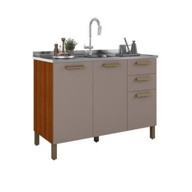 Imagem de Gabinete Gold Pia 118cm Armário Multiuso Balcão/Bancada 3 Portas 2 Gav