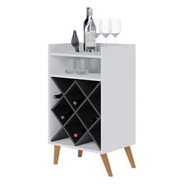 Imagem de Aparador Adega Lisboa para 12 Garrafas - Peternella Móveis Branco/Preto Fosco