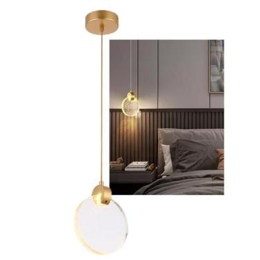 Imagem de Luminaria Lustre Pendente Lua Cristal Com Bolinhas Led Decoraçao Ilumi