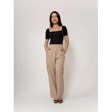 Imagem de Calca Cargo Feminina Com Elastico cl-0019 - HBD, Bege, P