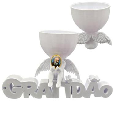 Imagem de Anjo Imagem Decoração Oração Padre Pio Gratidão 3D - Point da Fe