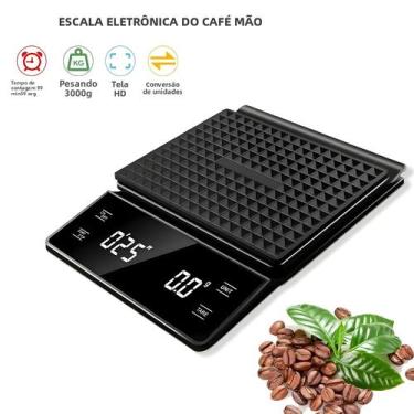 Imagem de Balança de Café Digital 3kg com Temporizador LCD - Balança de Cozinha 