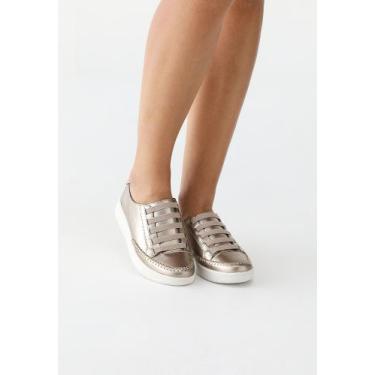 Imagem de Tênis Casual Feminino Prata Velha Couro Legítimo Confortável - Romeu e