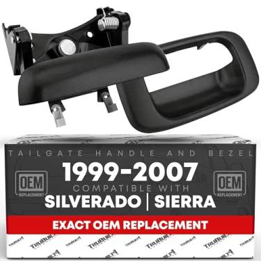 Imagem de T1A TruBuilt 1 Automotive Alça e moldura da porta traseira compatíveis com Chevy Silverado GMC Sierra 1500 2500 3500 HD 1999-2007 | Substitui # 15228539, 15997911