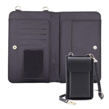 Imagem de Porta-passaporte para viagem, porta-passaporte e carteira de pescoço com bloqueio RFID, bolsa de pescoço oculta para viagens - comporta passaportes, cartões, bilhetes, identidade, dinheiro, Preto