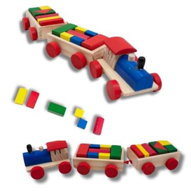 Imagem de Brinquedo Trenzinho Cargueiro Educativo Trem Pedagógico Quebra Cabeça Montessori