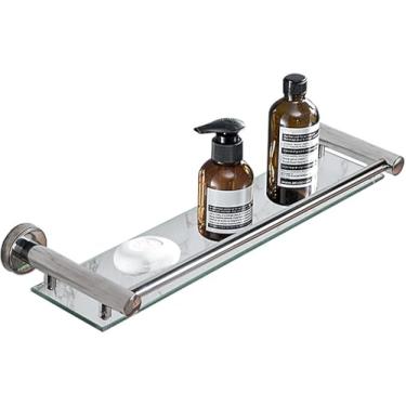 Imagem de Prateleiras De Banheiro Prateleira De Vidro Do Banheiro Suporte De Armazenamento De Parede 8 Mm Vidro Temperado, Cesta De Banho Orgiser Parafuso De Instalação Móveis De Banheiro, 50cm