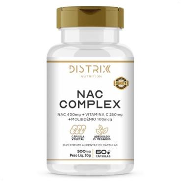 Imagem de NAC Complex Distrix Nutrition N-Acetilcisteína 400mg - Precursor Glutationa com Vitamina C e Molibdênio - 60 Cápsulas Veganas Clean Label