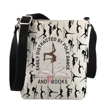 Imagem de JNIAP Pole Dancer Gift Easily Distracted By Pole Dance And Books Crossbody Bag Pole Teacher Gift for Dancer, Por Pole Dance Xk