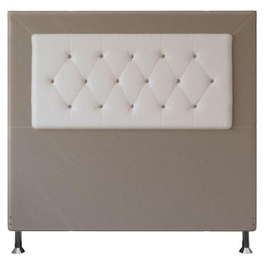 Imagem de Cabeceira Casal 1,40m Havana Suede Bege Branco
