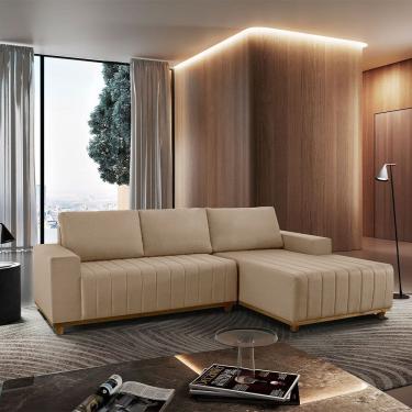Imagem de Sofá Fixo Com Chaise 2,3M Boreal Linho Com Molas Lado Direito Meu Sofá Online