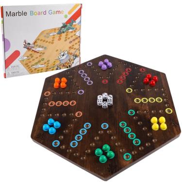 Imagem de Jogo de tabuleiro Marble NRZSSN Wahoo 20 polegadas de madeira para 4-6 jogadores