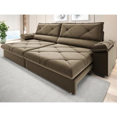 Imagem de Sofá com Carregador USB e Molas no Assento Retrátil Reclinável Nice 2,10m Veludocristal - NETSOFAS