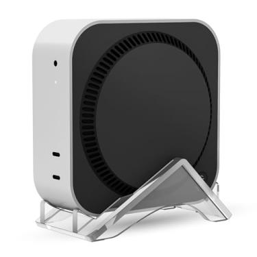 Imagem de CaSZLUTION Suporte vertical Mac mini M4, suporte de mesa de acrílico para Mac mini M4 e M4 Pro - base antiderrapante, melhor resfriamento e design de economia de espaço (transparente)