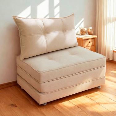 Imagem de Pufe Cama Dobrável 90cm Solteiro Com Almofada