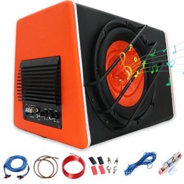 Imagem de LORPHEIR Subwoofer automotivo 3800W de 25,4 cm com cabo de áudio – Sistema de graves de alta potência para atualização de áudio do carro, aumento de graves ajustável, design compacto para instalação