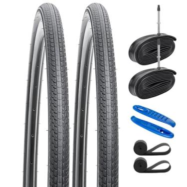 Imagem de 2 peças 700C pneus de bicicleta de estrada 700 x 28 C/28-622 e 700 C válvula Presta com 2 tiras de aro compatível com bicicleta 700 x 26C 700 x 27C 700 x 28C 700 x 29C 700 x 30C 700 x 30C 316)