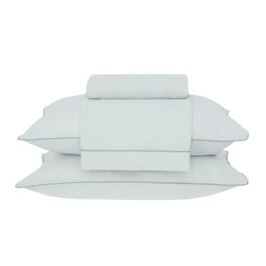 Imagem de Buddemeyer Jogo de Cama King Percal 180 Fios Basic Percalle 100% Algodão Fio Penteado Verde 4 peças