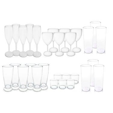 Imagem de Jogo completo de Copos e Taças Acrílicos PS com 30 pç Krys